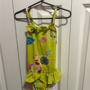 Tea Collection Yellow Floral Ruffle One-Piece Swimsuit